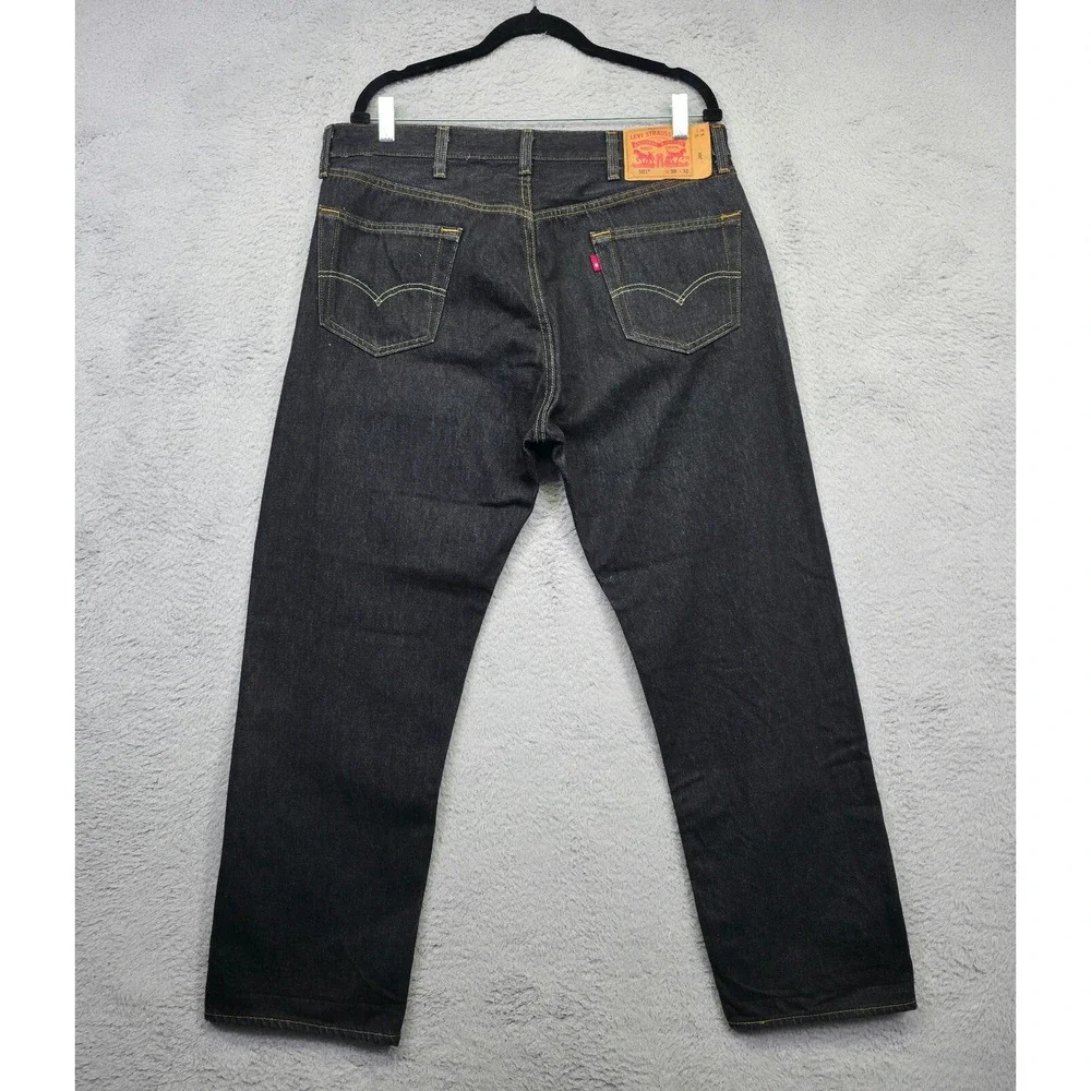 Levis 501 Jeans Mens 38x32‎ Black Straight Original Fit Button Fly Denim 36x28